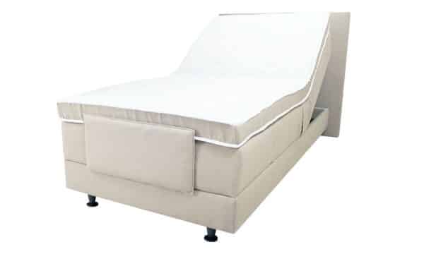 1 persoons hoog laag boxspring bed beige
