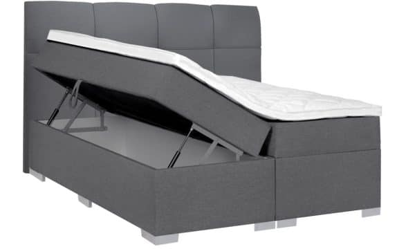 Opbergboxspring Venetië antraciet linkerzijde omhoog zij- en vooraanzicht