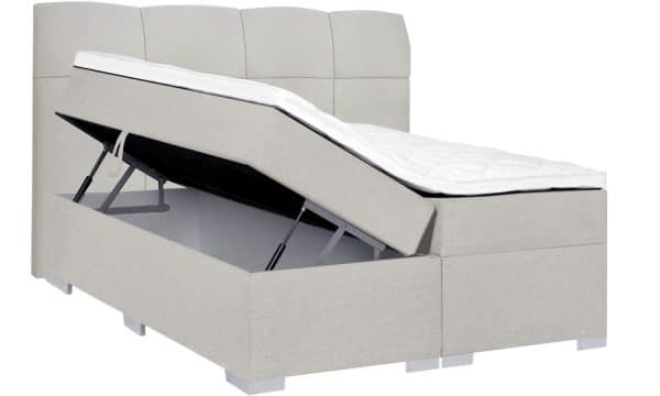 Opbergboxspring Venetië beige linkerzijde omhoog zij- en vooraanzicht
