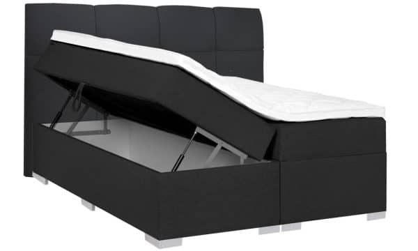 Opbergboxspring Venetië zwart linkerzijde omhoog zij- en vooraanzicht