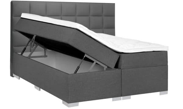 Opbergboxspring Florence antraciet linkerzijde omhoog zij- en vooraanzicht