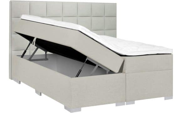 Opbergboxspring Florence beige linkerzijde omhoog zij- en vooraanzicht