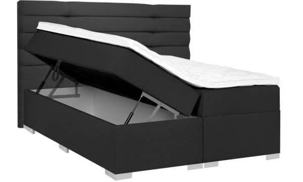 Opbergboxspring Nordic zwart linkerzijde omhoog zij- en vooraanzicht