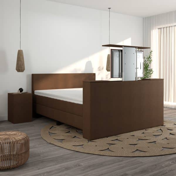 Boxspring luxury gevene met tv-lift bruin
