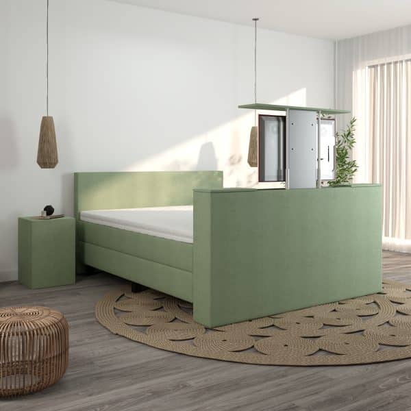 Boxspring luxury gevene met tv-lift groen