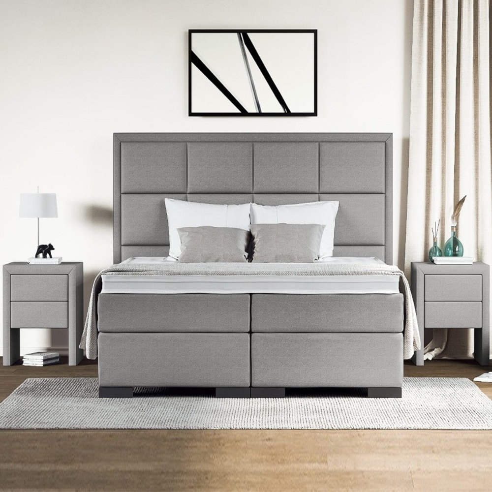 Manhatten grijs Boxspring Exclusive Manhattan grijs vooraanzicht