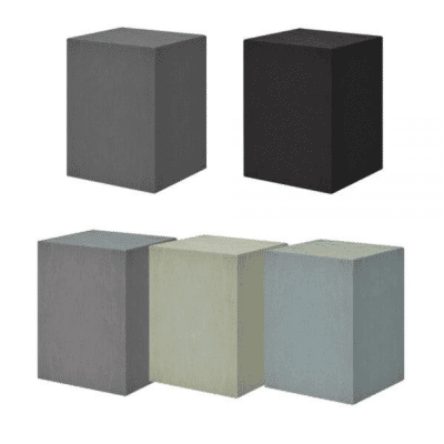 Hockers in verschillende kleuren met zij- en bovenaanzicht