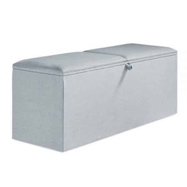 Dekenkist blauw zij- en bovenaanzicht