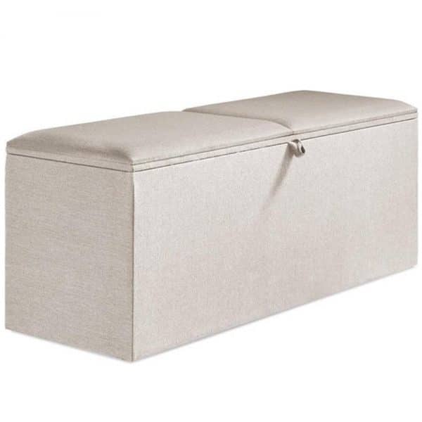 Dekenkist ecru zij- en bovenaanzicht