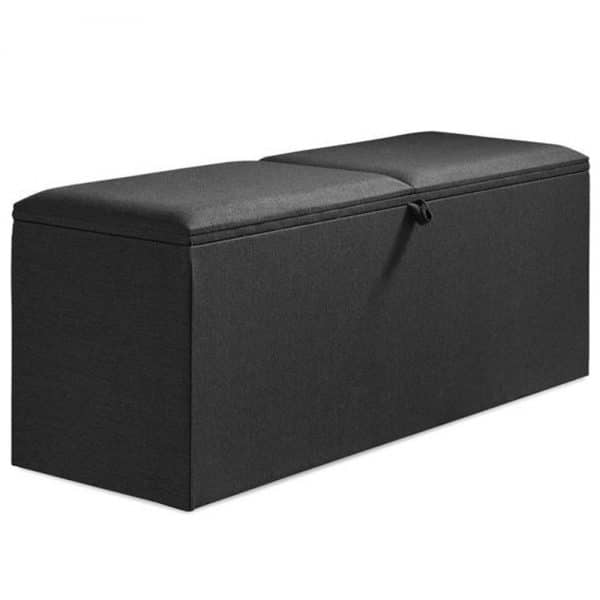 Dekenkist zwart zij- en bovenaanzicht