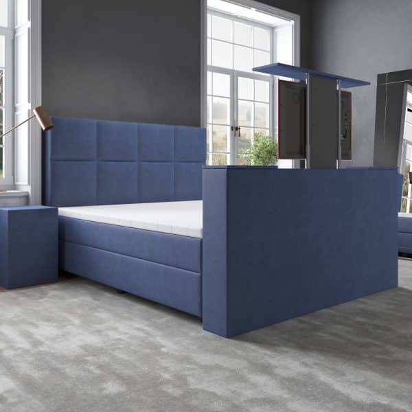 Boxspring BIG Mondriaan met TV-lift Velvet Blauw