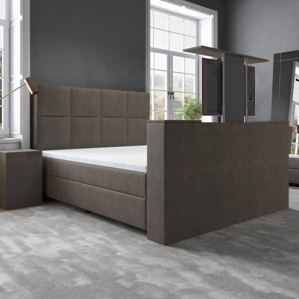 Boxspring BIG Mondriaan met TV-lift Velvet Bruin